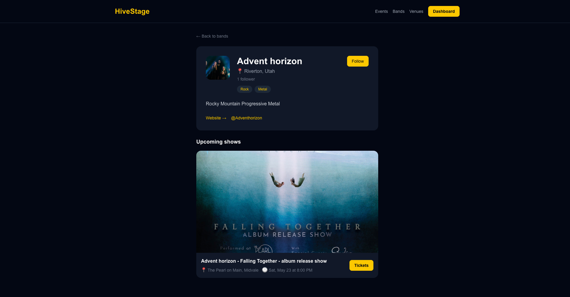 HiveStage.Live platform screenshot