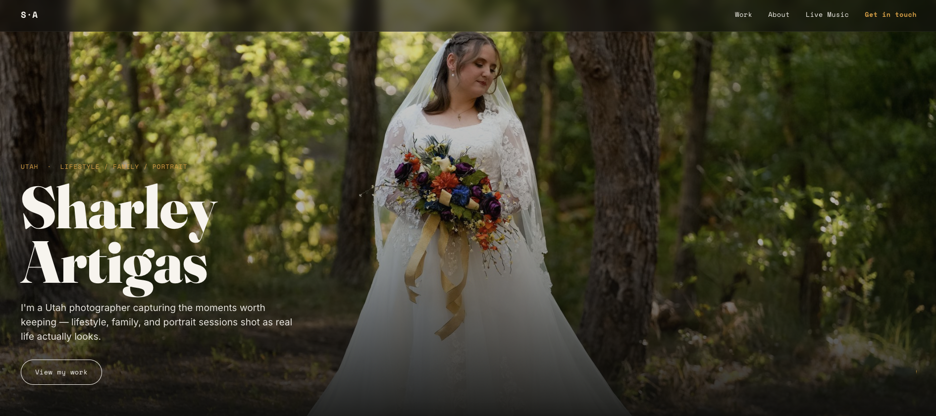 Sharley Artigas Photography website screenshot
